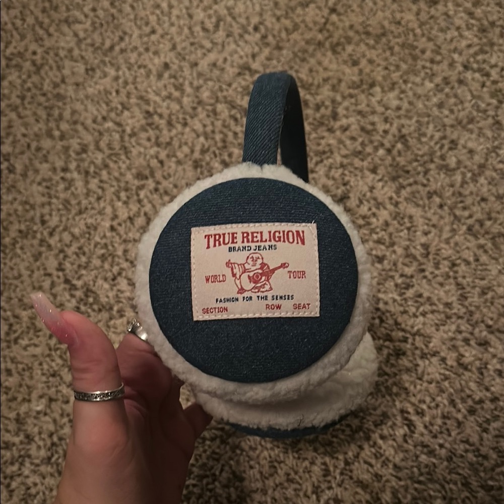 True Religion Blue Denim Earmuffs NWOT 🩵
